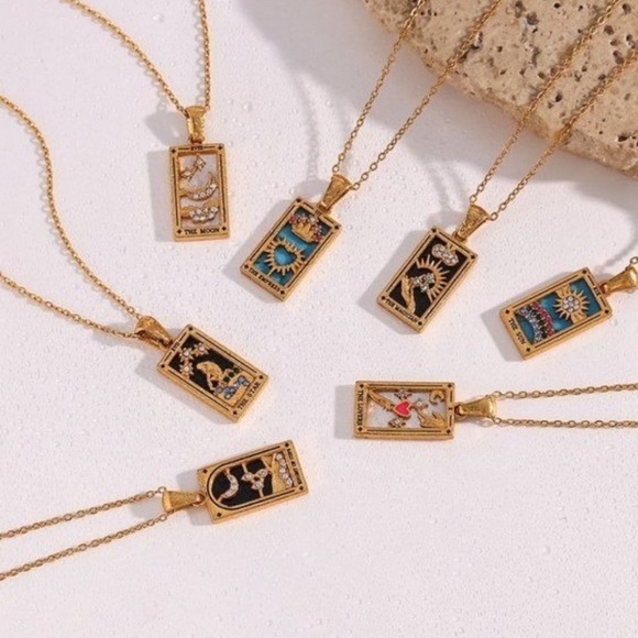 NEW 14K Gold Anthropologie Sun Tarot Card Pendant Necklace - Picture 8 of 10